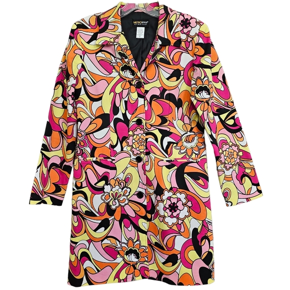 Vintage 90's Nwot Metrostyle Stretch Physcodelic Trench/Blazer - Picture 13 of 14